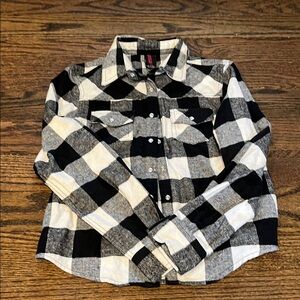 Black and White Plaid Button-Up Shirt 10/12 large child